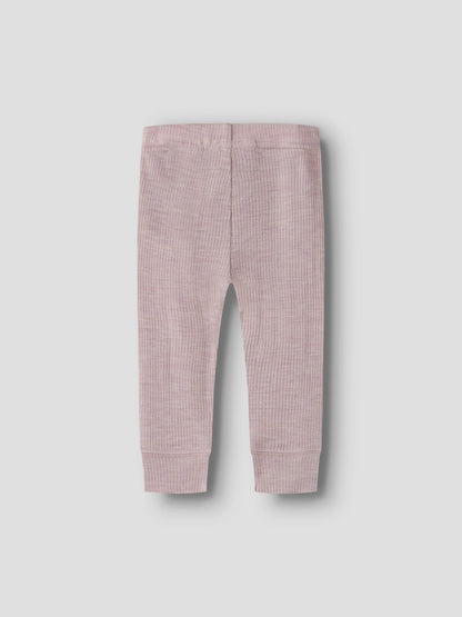 Legging Merinoull Wax NB Ribbad Enfärgad Rosa