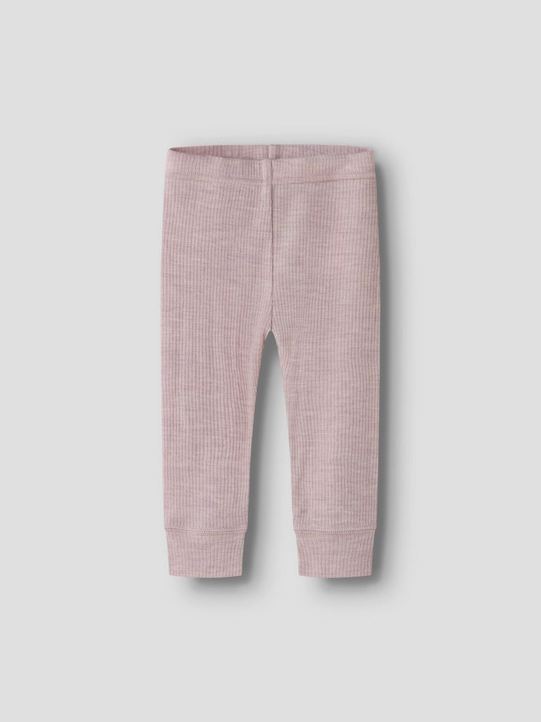 Legging Merinoull Wax NB Ribbad Enfärgad Rosa
