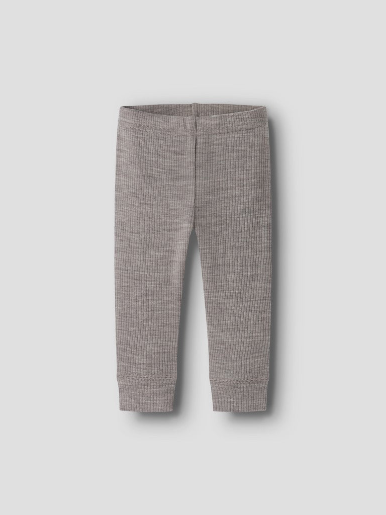 Legging Merinoull Wax NB Ribbad Enfärgad Beige