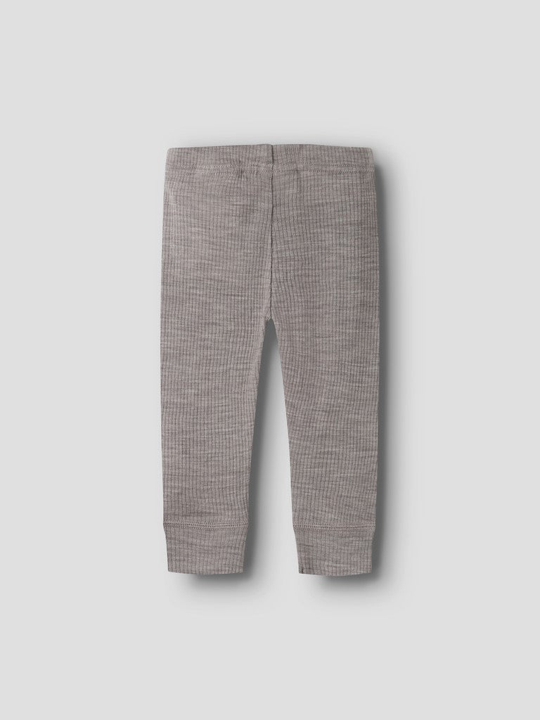 Legging Merinoull Wax NB Ribbad Enfärgad Beige