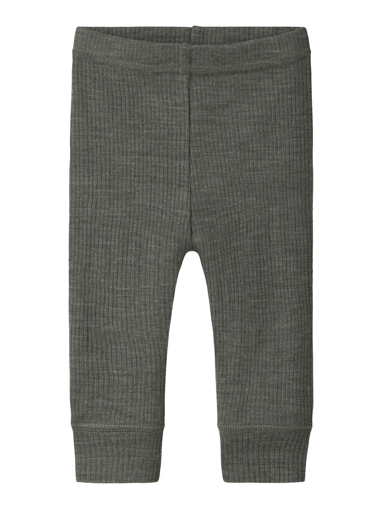 Legging Merinoull Wax NB Ribbad Enfärgad Grön