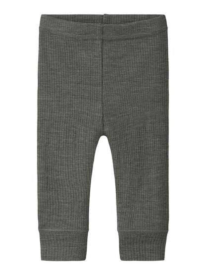 Legging Merinoull Wax NB Ribbad Enfärgad Grön