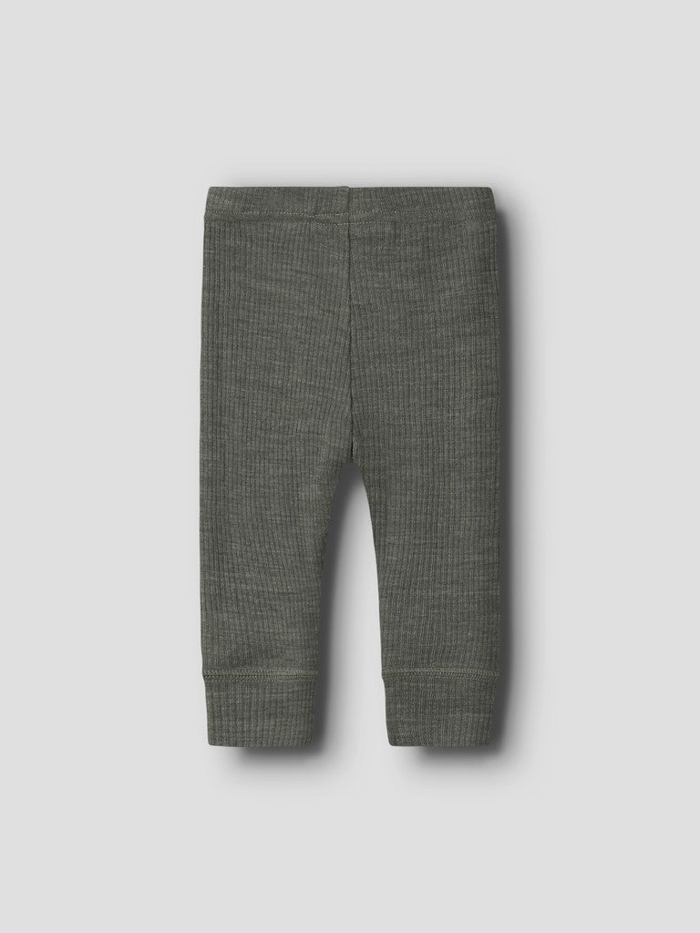 Legging Merinoull Wax NB Ribbad Enfärgad Grön