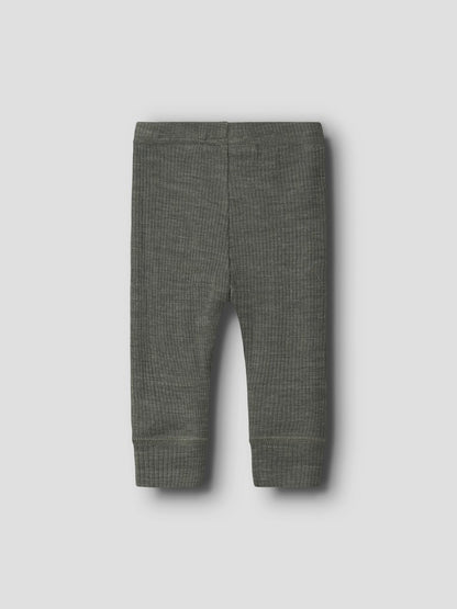 Legging Merinoull Wax NB Ribbad Enfärgad Grön