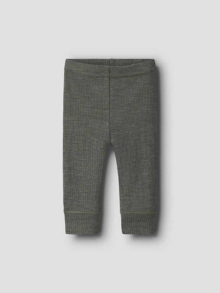 Legging Merinoull Wax NB Ribbad Enfärgad Grön
