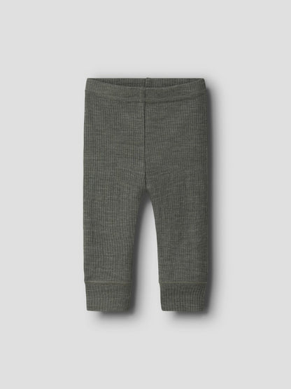 Legging Merinoull Wax NB Ribbad Enfärgad Grön