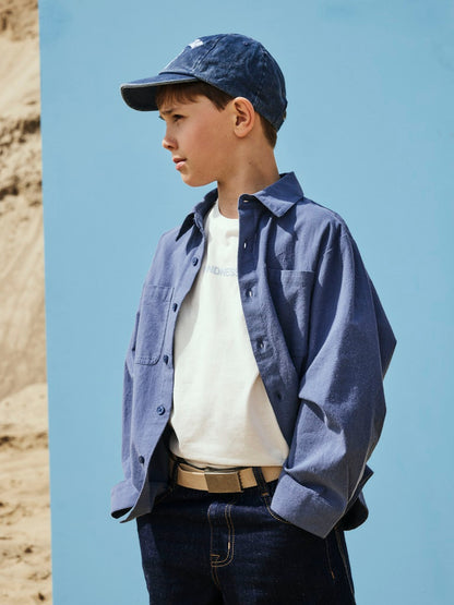 Overshirt Skjorta Derik Enfärgad Blå