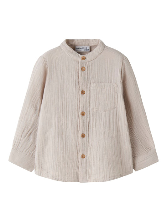 Skjorta Långärmad John Enfärgad Muslin Beige