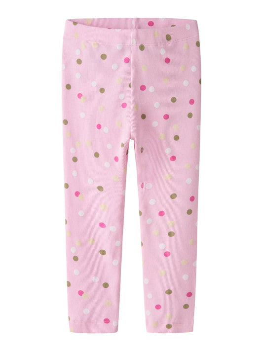 Leggings Dottia Prickar Ribbad Rosa