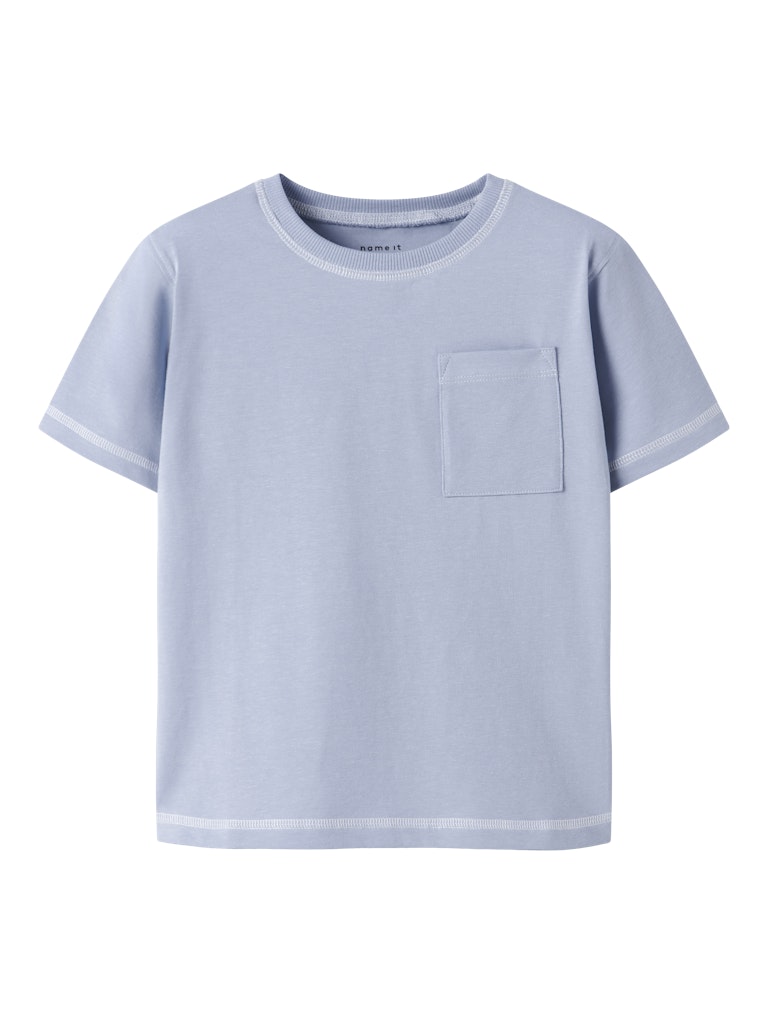 T-shirt Kortärmad Enfärgad Bröstficka Daso Blå