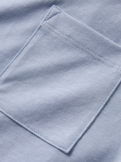 T-shirt Kortärmad Enfärgad Bröstficka Daso Blå