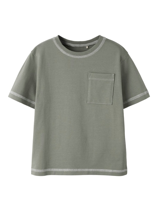 T-shirt Kortärmad Enfärgad Bröstficka Daso Grön