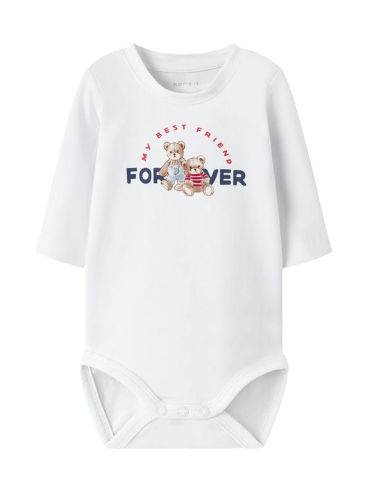 Body Långärmad Nalle Door Vit