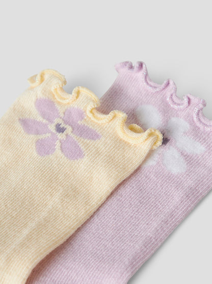 2-pack Strumpor Blommor Doritti Gul/Rosa