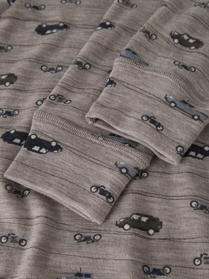 Leggings Merinoull Wang M Mönstrad Bilar Motorcyklar Beige