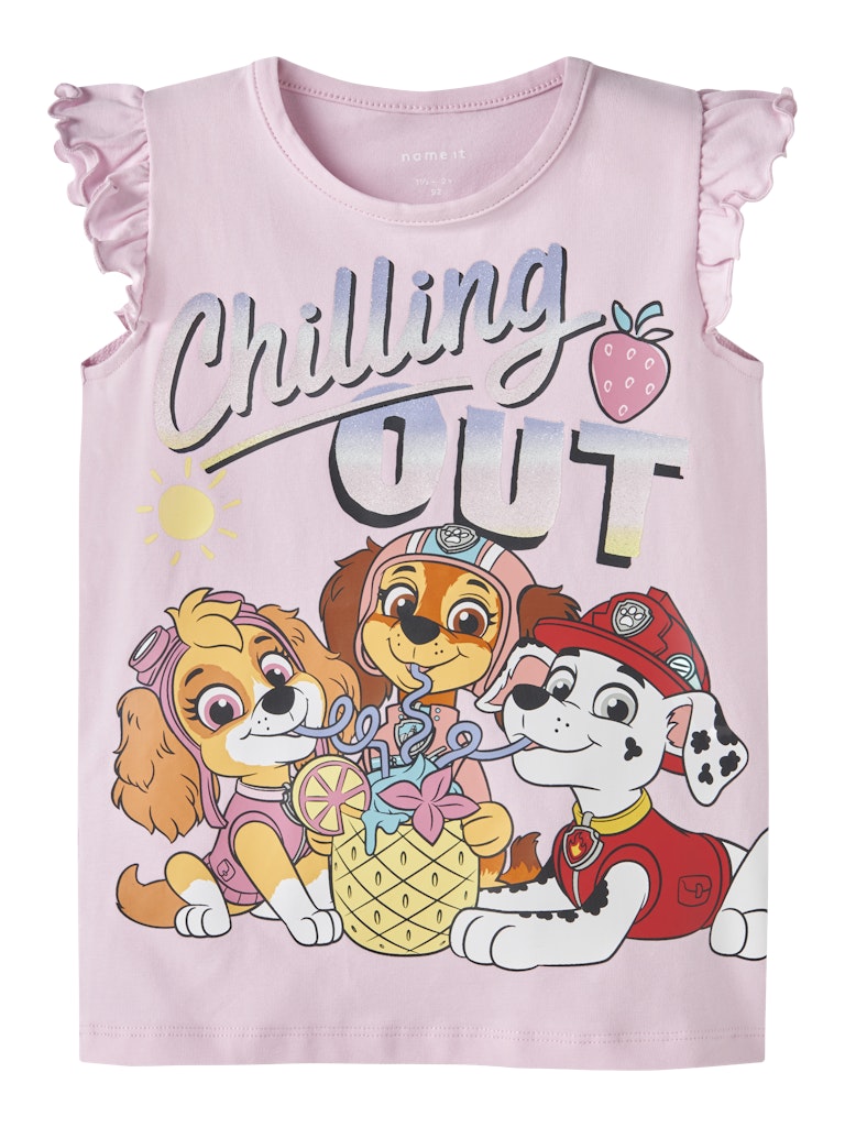 Kortärmad Topp Paw Patrol Liberty Marshall Skye Glitter Rosa