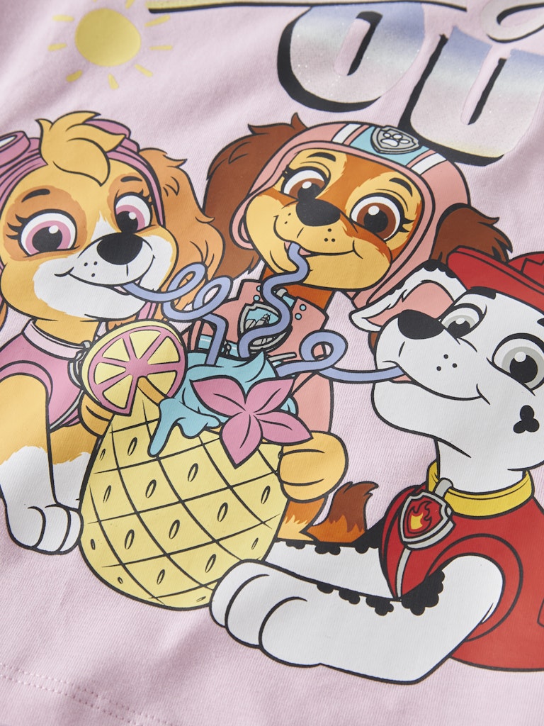 Kortärmad Topp Paw Patrol Liberty Marshall Skye Glitter Rosa
