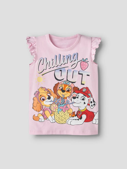 Kortärmad Topp Paw Patrol Liberty Marshall Skye Glitter Rosa