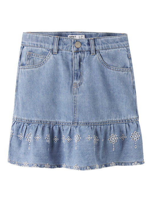 Kjol Denim Hallie Enfärgad Blå