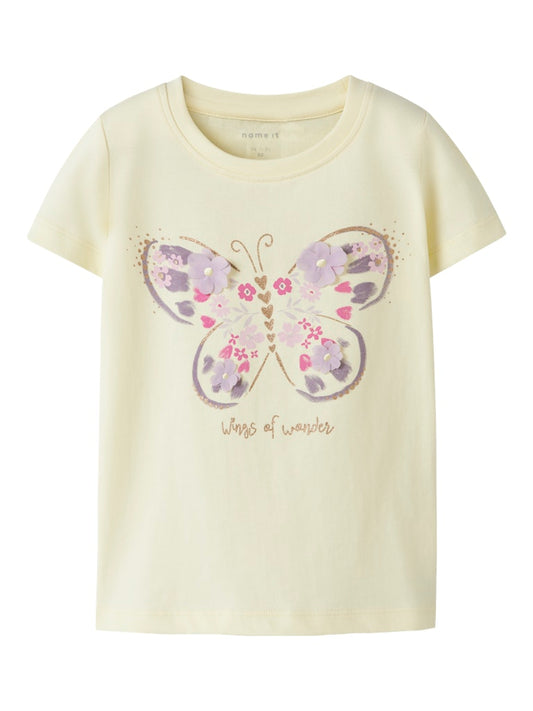 Topp Kortärmad Fjäril Deppa Gul