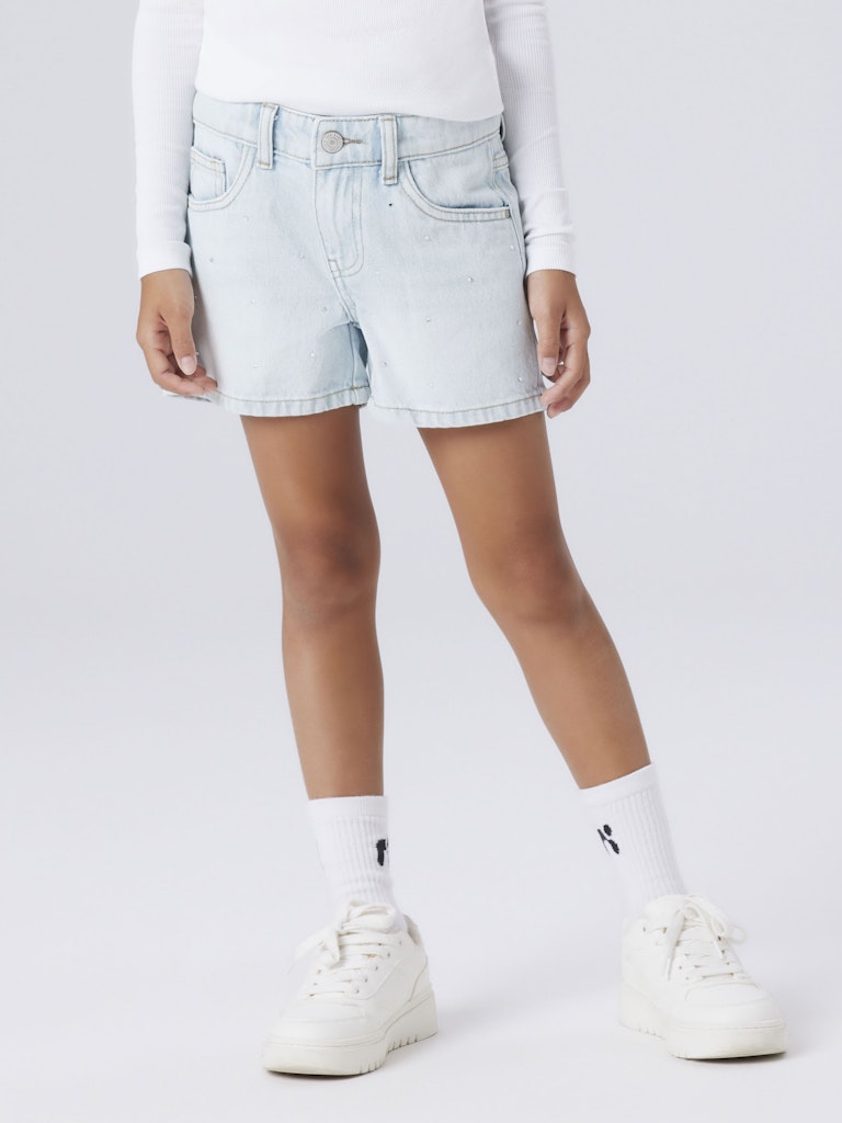 Jeansshorts Rose Strass Ljus Tvätt Blå