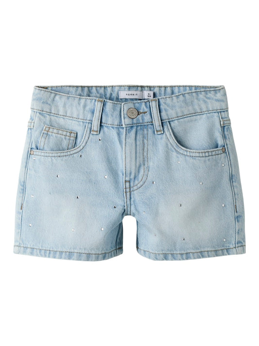 Jeansshorts Rose Strass Ljus Tvätt Blå
