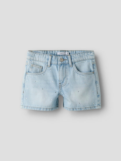 Jeansshorts Rose Strass Ljus Tvätt Blå