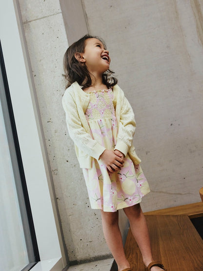 Kofta Fiaja Hålmönstrad Fjärilar Enfärgad Gul