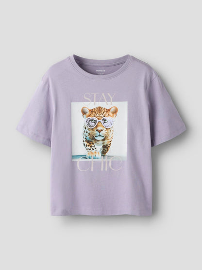 Topp Kortärmad Leopard Votea Lila