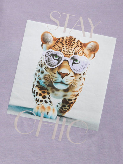 Topp Kortärmad Leopard Votea Lila