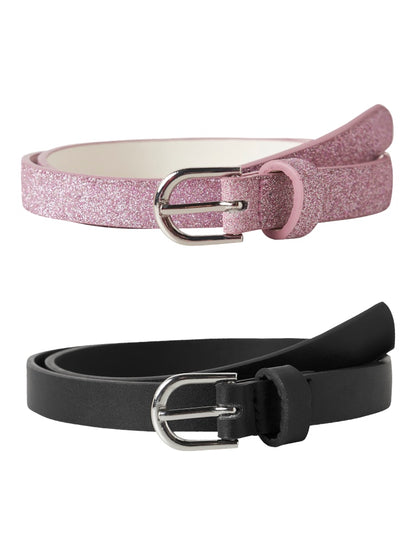Bälte 2-p Rafi Glitter Rosa/Svart