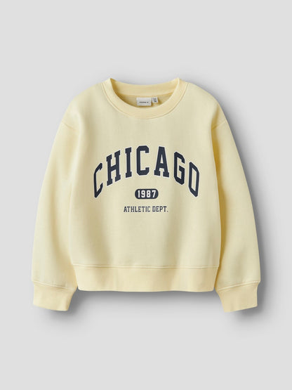 Sweattröja Chicago Enfärgad Fabia Gul