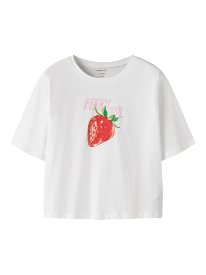 Topp Kortärmad Jordgubbe Farinaz Vit