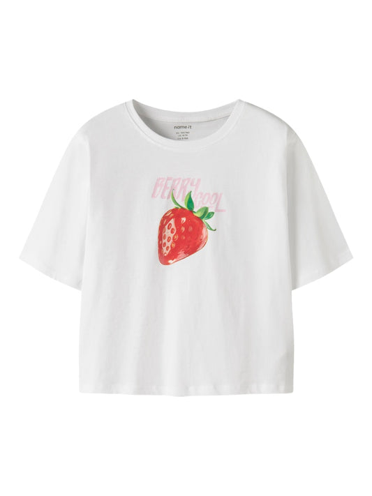 Topp Kortärmad Jordgubbe Farinaz Vit