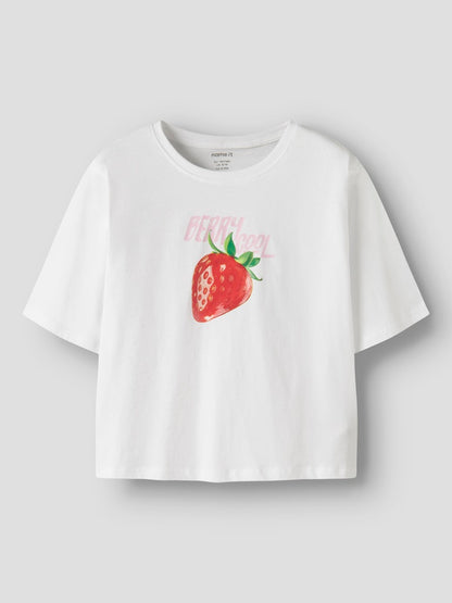 Topp Kortärmad Jordgubbe Farinaz Vit
