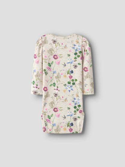 Body Långärmad Falca Blommor Beige