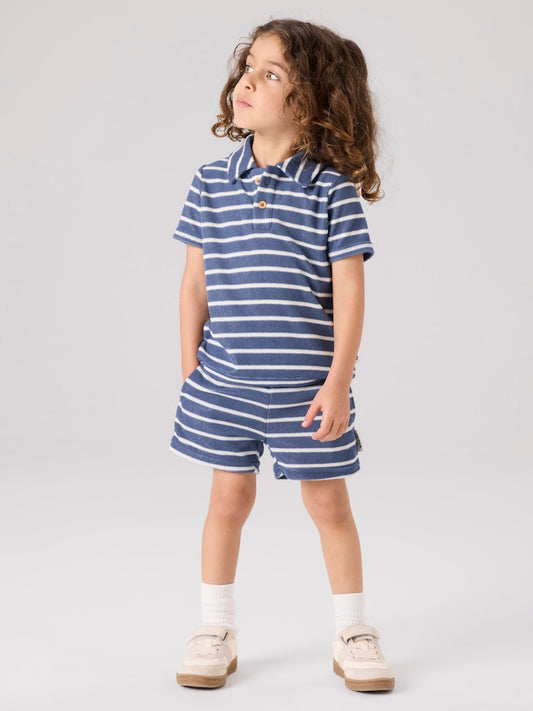 Skjorta Finti Kortärmad Frotté Randig Blå/Vit