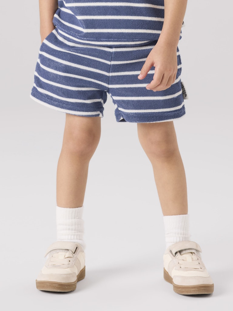 Shorts Finti Frotté Randig Blå/Vit