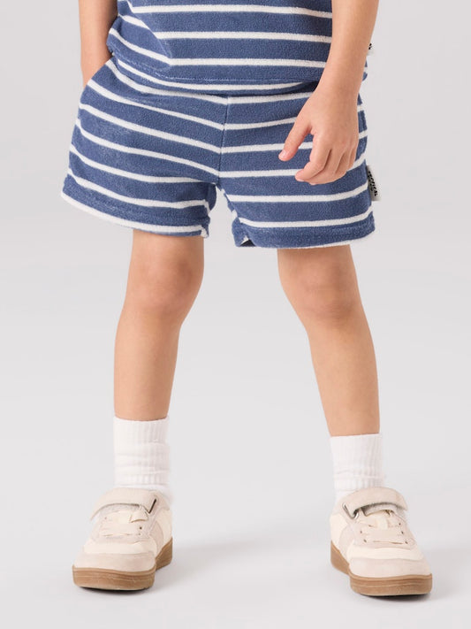 Shorts Finti Frotté Randig Blå/Vit