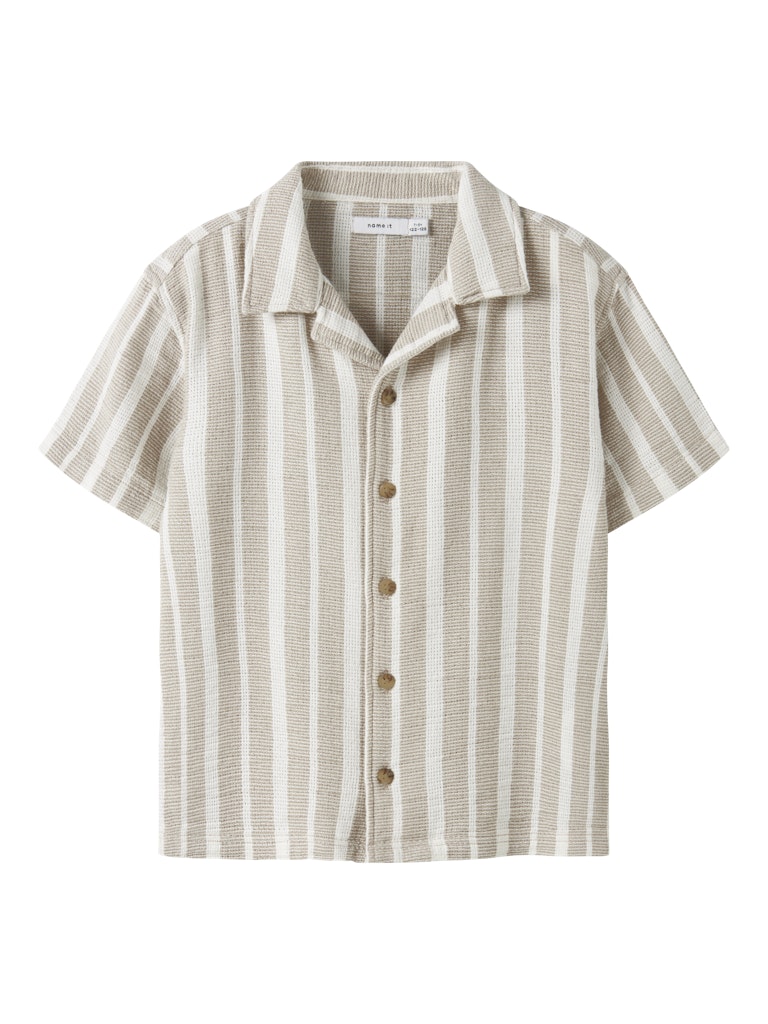 Skjorta Foko Kortärmad Randig Beige/Vit