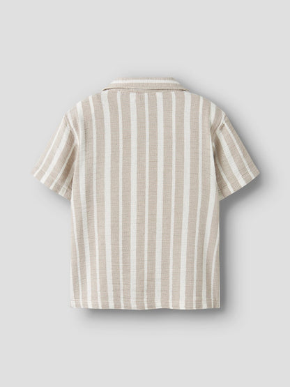 Skjorta Foko Kortärmad Randig Beige/Vit