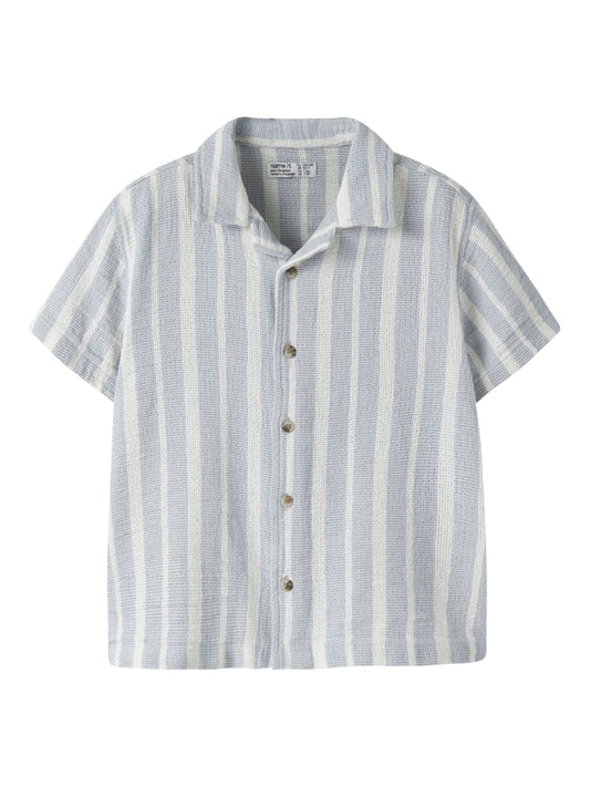 Skjorta Foko Kortärmad Randig Blå/Vit