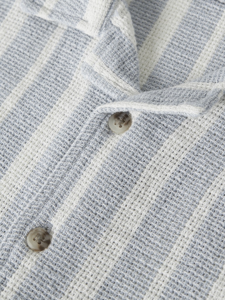 Skjorta Foko Kortärmad Randig Blå/Vit