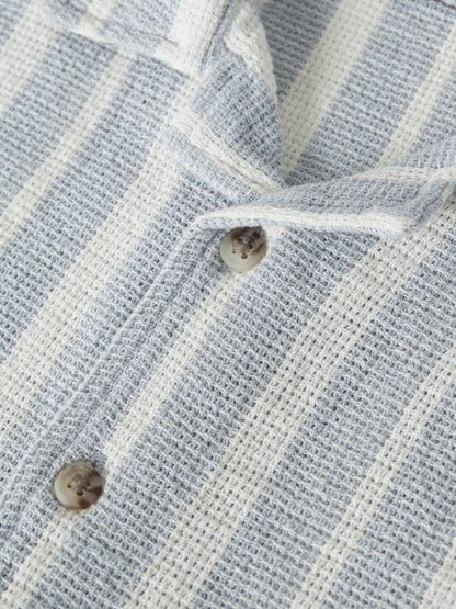 Skjorta Foko Kortärmad Randig Blå/Vit