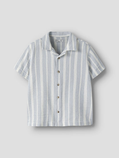 Skjorta Foko Kortärmad Randig Blå/Vit