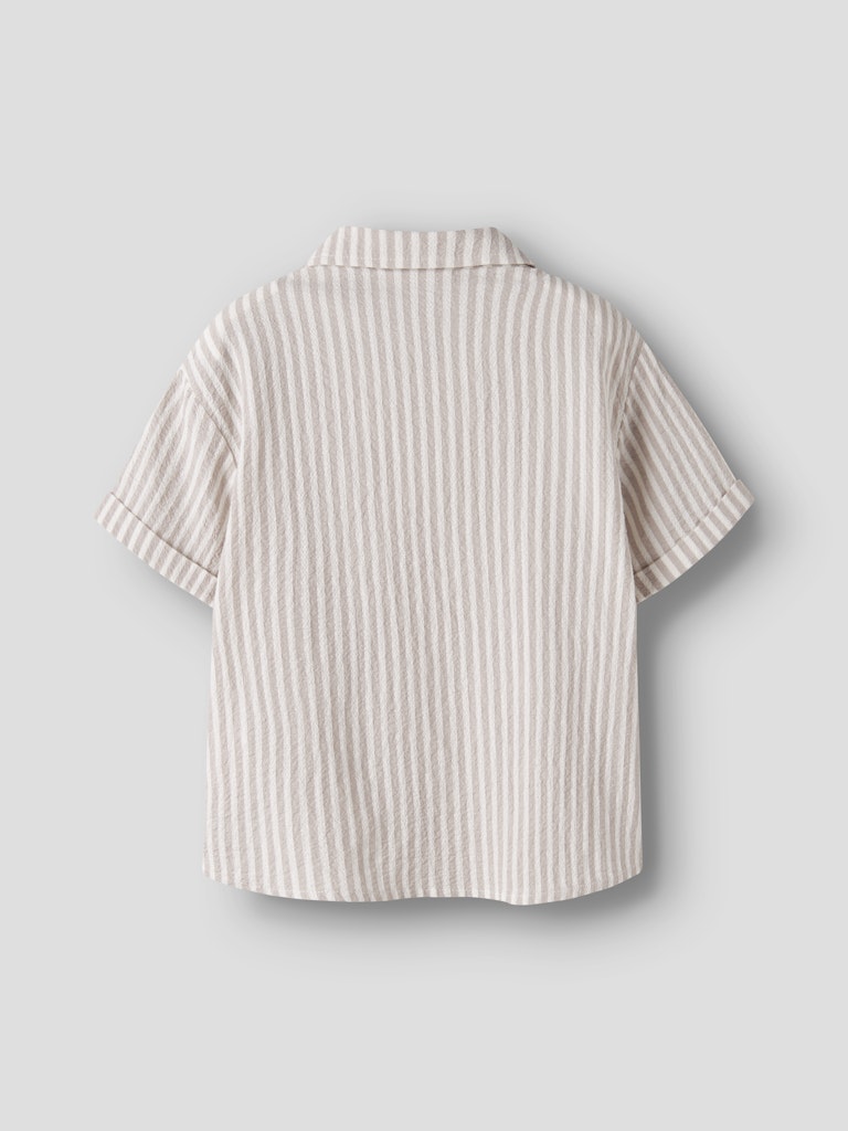 Skjorta Fedenis Kortärmad K Randig Struktur Beige/Vit