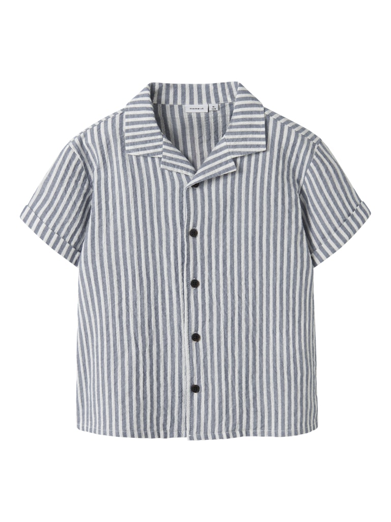 Skjorta Fedenis Kortärmad K Randig Struktur Blå/Vit