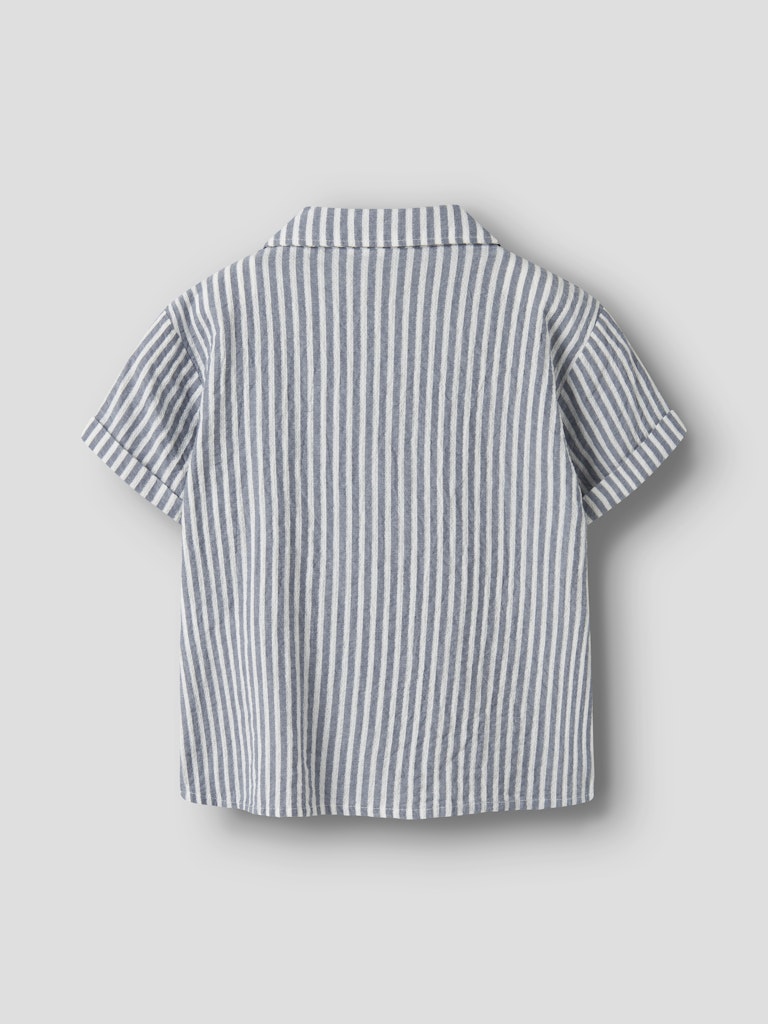 Skjorta Fedenis Kortärmad K Randig Struktur Blå/Vit