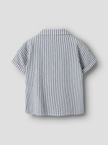 Skjorta Fedenis Kortärmad K Randig Struktur Blå/Vit