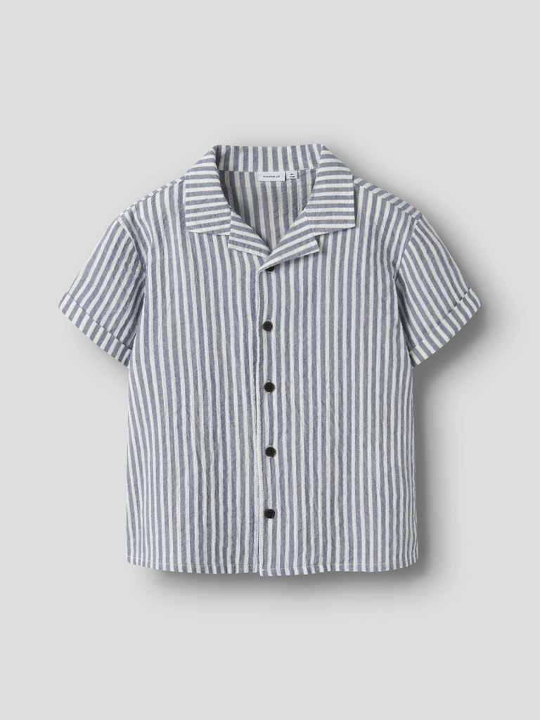 Skjorta Fedenis Kortärmad K Randig Struktur Blå/Vit